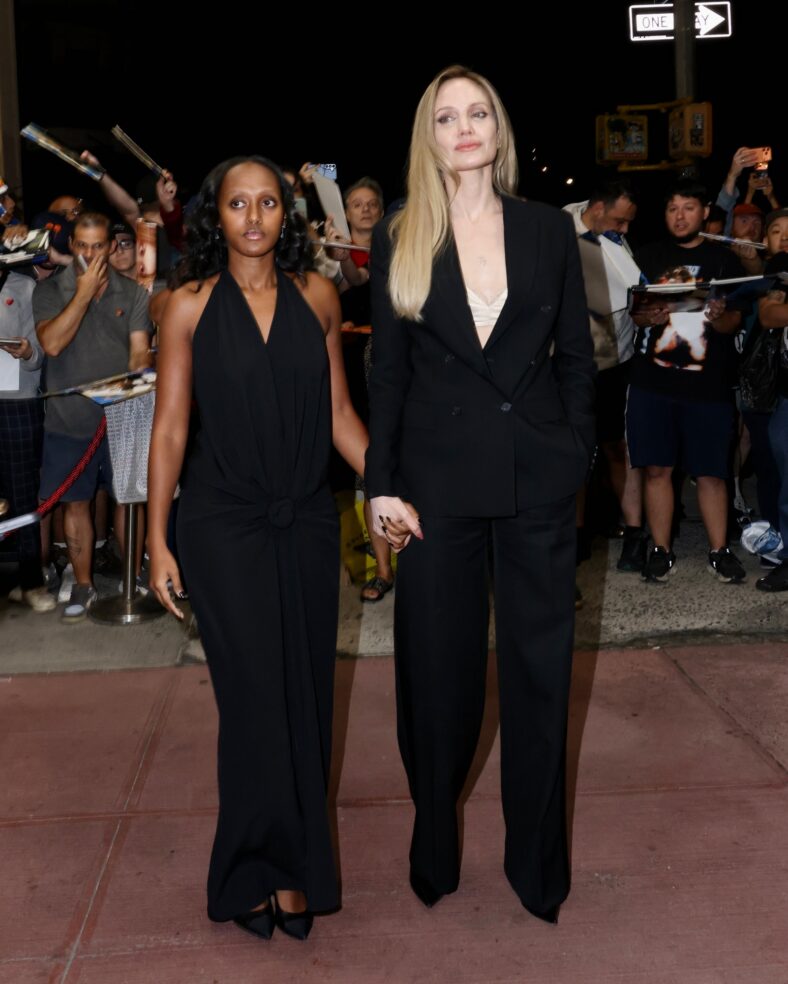 Angelina Jolie poses for photos with daughter Zahara at Without Blood screening