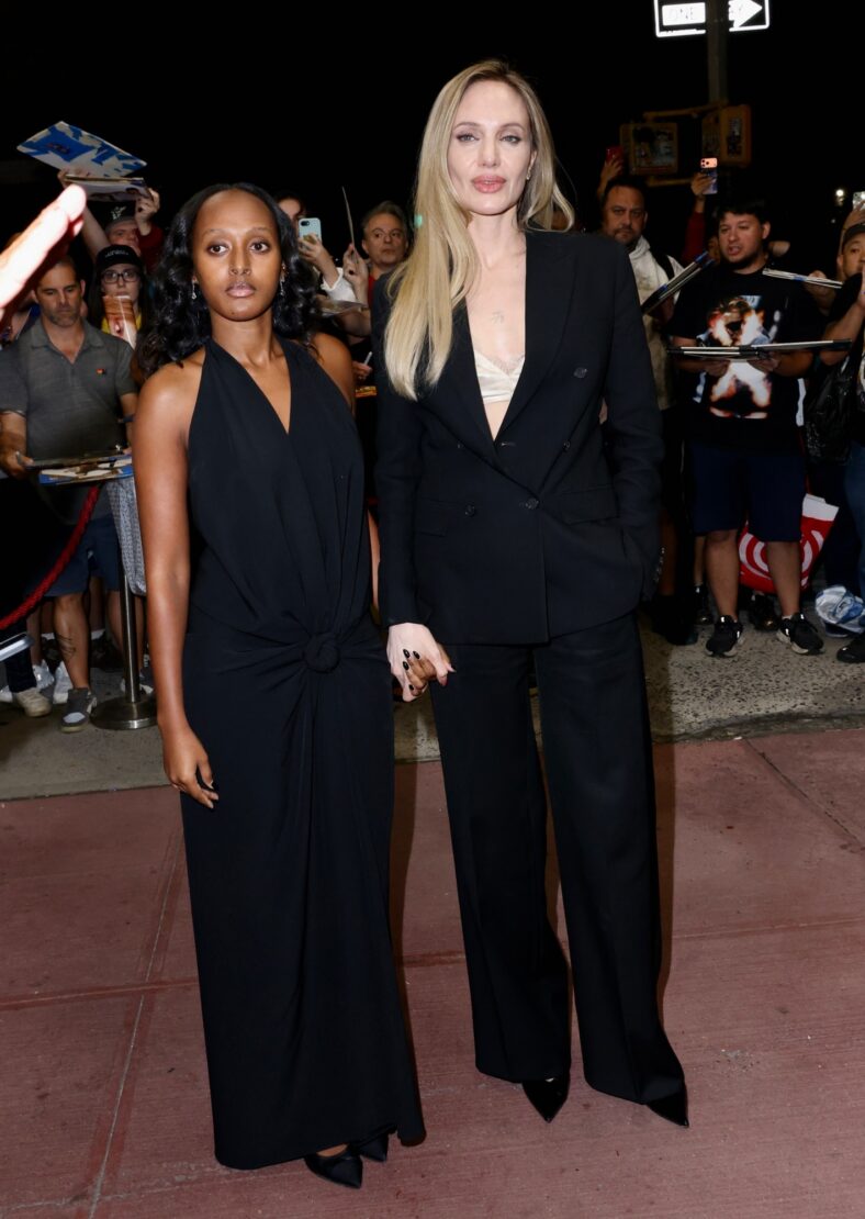 Angelina Jolie poses for photos with daughter Zahara at Without Blood screening