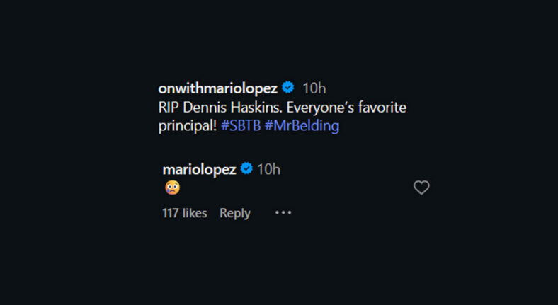 Mario Lopez's Instagram comment