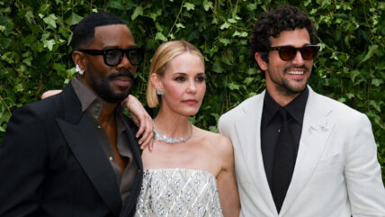 Colman Domingo, Leslie Bibb and Paul Anthony Kelly pose for a photo at Boucheron's intimate dinner