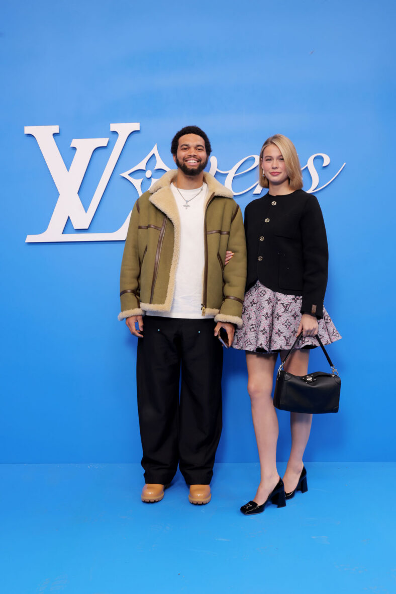 Caleb Williams and Alina Thyregod attend the Louis Vuitton Menswear Spring/Summer 2025 show as part of Paris Fashion Week on June 18, 2024 in Paris, France.
