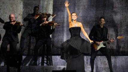 Celine Dion performs on the opening night of her residency at Paris La Defense Arena.