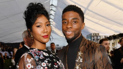 Taylor Simone Ledward and Chadwick Boseman pose at the 25th Annual Screen Actors Guild Awards