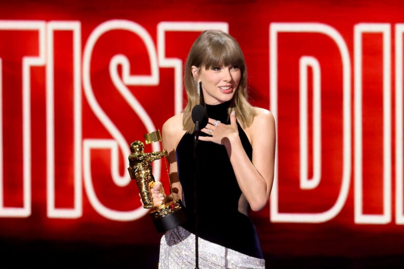 Taylor Swift at the VMAs giving her acceptance speech