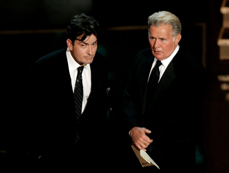 Charlie Sheen and Martin Sheen speak on stage together