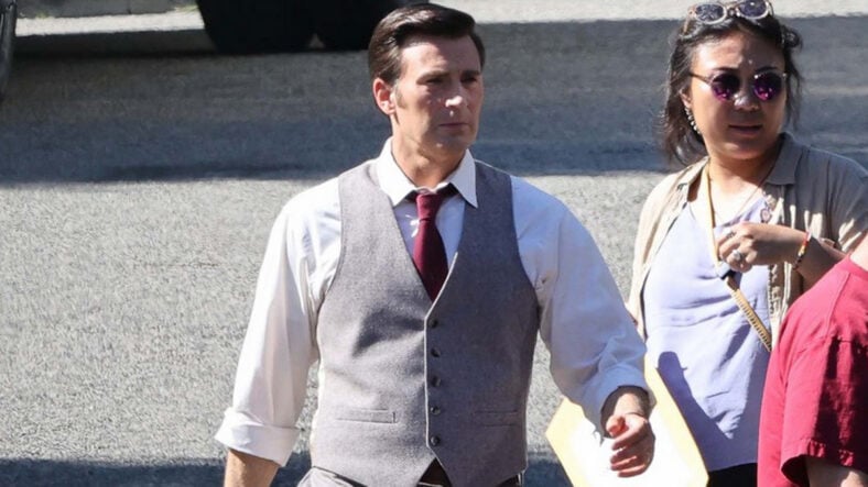 Chris Evans filming My Darling California.