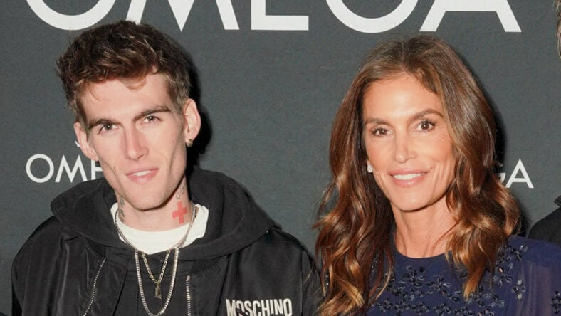 Cindy Crawford and Presley Gerber stock photo