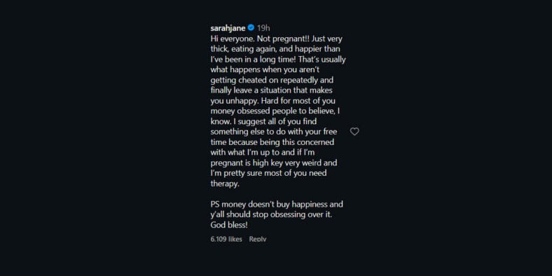 Sarah Jane Ramos Instagram comment