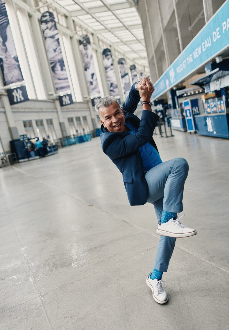 Sergio Trujillo poses for a photo at Yankee Stadium announcing the Damn Yankees revival
