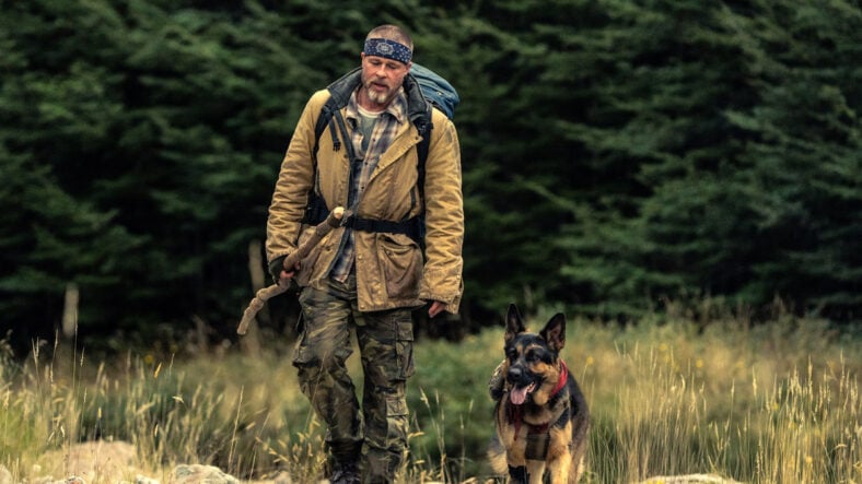 Brad Pitt and dog in Heart of the Beast