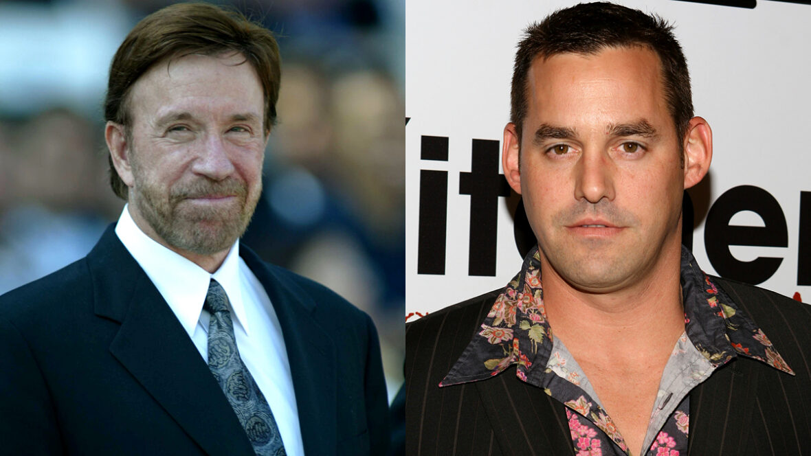 Side by side photo composite of Chuck Norris and Nicholas Brendon