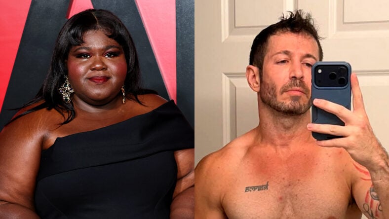 Gabourey Sidibe red carpet photo and Brandon Frankel photo, composite