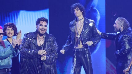 Raye, Adam Lambert, Sombr, and Teddy Swims perform a tribute to George Michael at the VMAs