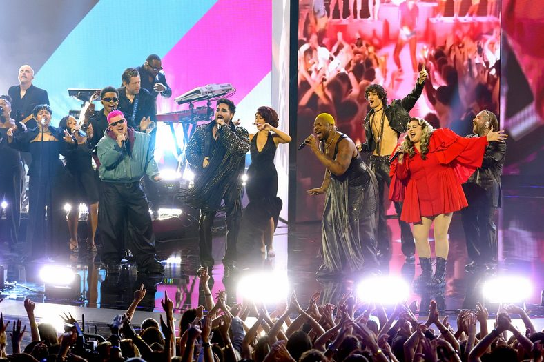 Raye, Adam Lambert, Teddy Swims, Saint Harison, Sombr, Meek, MNEK perform a tribute to George Michael at the MTV VMAs