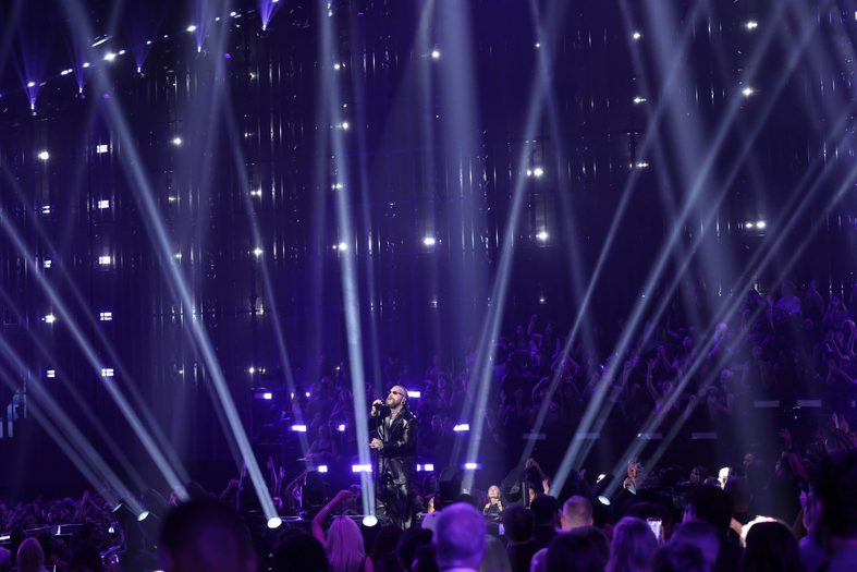 Teddy Swims performs during a George Michael tribute at the 2026 MTV VMAs