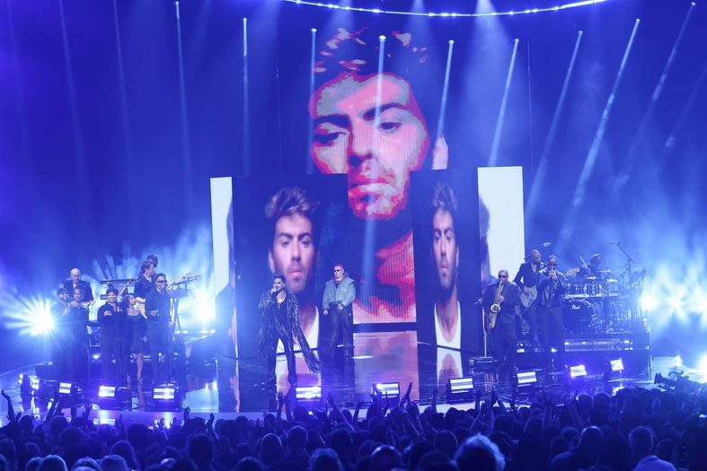 Adam Lambert performs during a George Michael tribute at the 2026 MTV VMAs