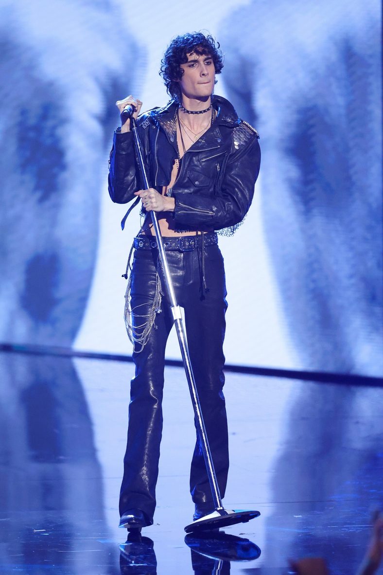 Sombr performs during a George Michael tribute at the 2026 MTV VMAs