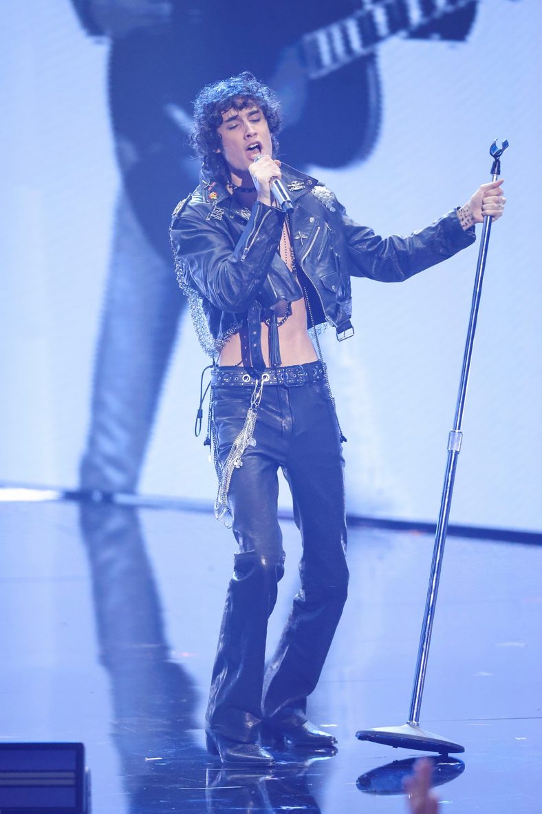 Sombr performs during a George Michael tribute at the 2026 MTV VMAs