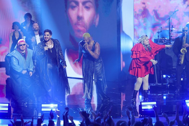 Adam Lambert, Saint Harison, Meek, MNEK perform a tribute to George Michael at the MTV VMAs