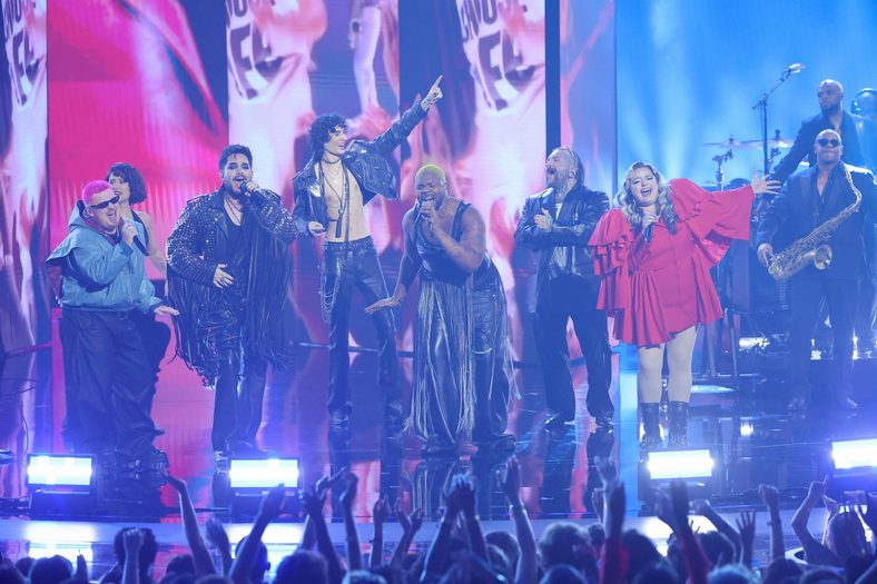 Raye, Adam Lambert, Teddy Swims, Saint Harison, Sombr, Meek, MNEK perform a tribute to George Michael at the MTV VMAs