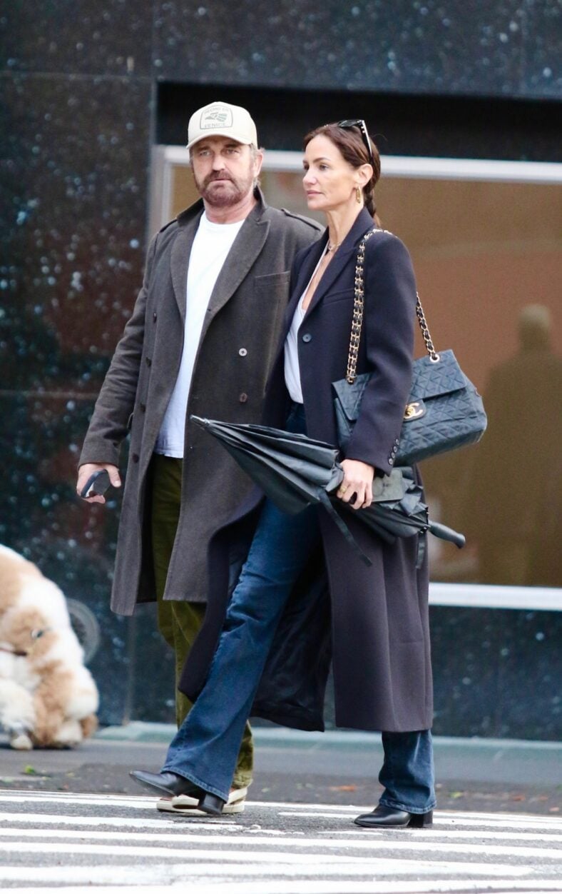Gerard Butler and Morgan Brown on walk in New York City
