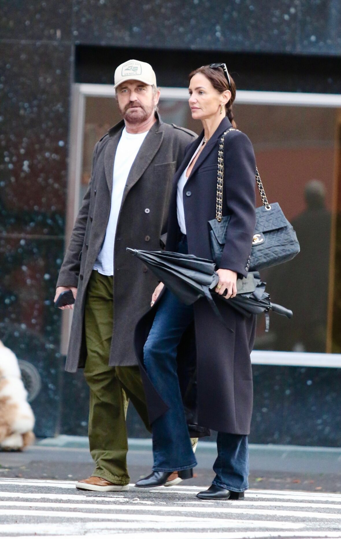 Gerard Butler and Morgan Brown on walk in New York City