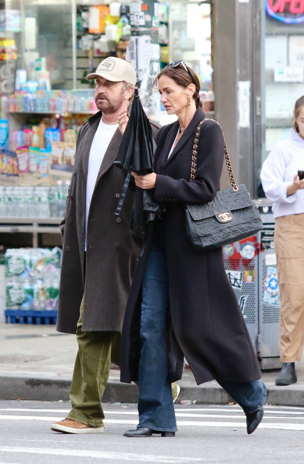 Gerard Butler and Morgan Brown on walk in New York City
