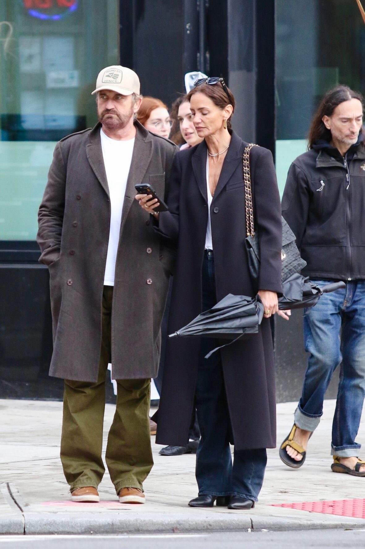 Gerard Butler and Morgan Brown on walk in New York City