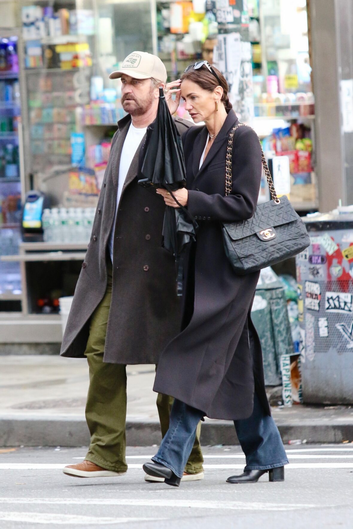 Gerard Butler and Morgan Brown on walk in New York City