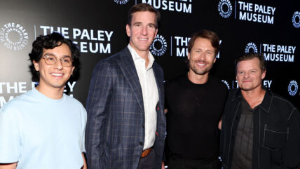 Frankie A Rodriguez, Eli Manning, Glen Powell and Steve Zahn attend Chad Powers season 2 event at Paley Center