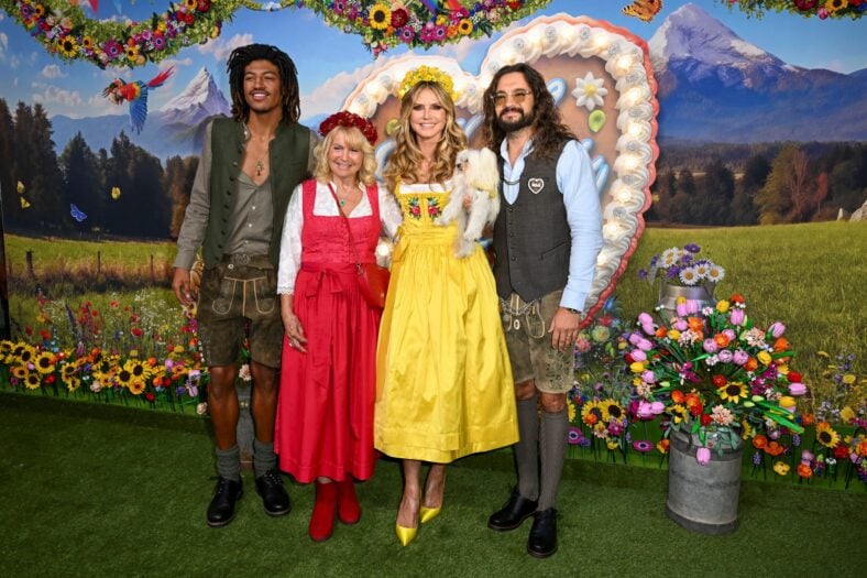 Heidi Klum with her husband Tom and her kids Henry Samuel and Leni Klum.