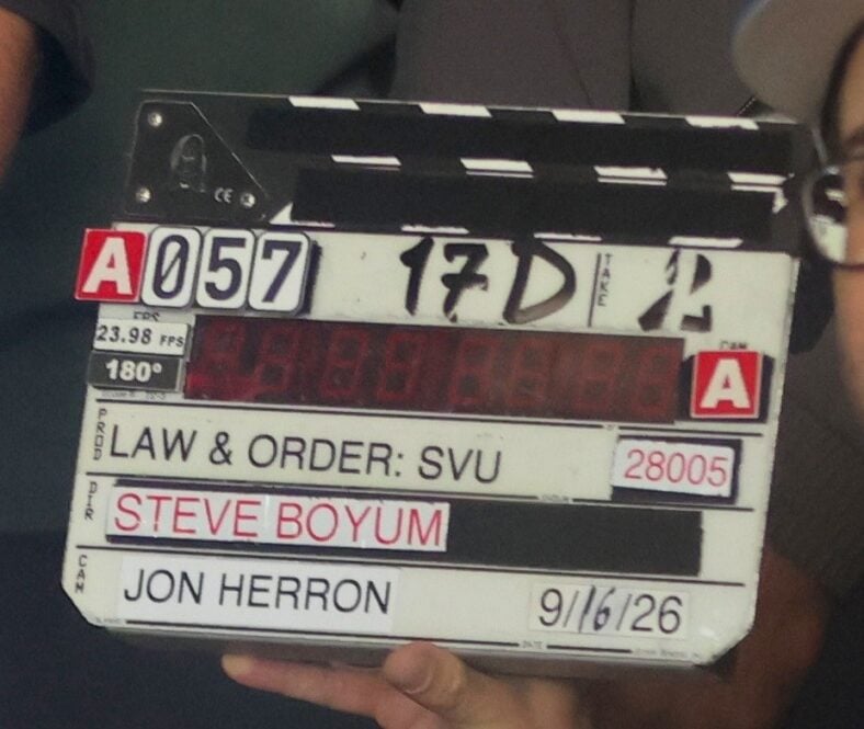 Law & Order: SVU slate on set of upcoming episode