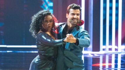 Jan Ravnik and Tatyana Ali dancing during DWTS week 3