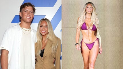 Jaxson Dart and Marissa Ayers stock images (one with him, one in a bikini on the runway)