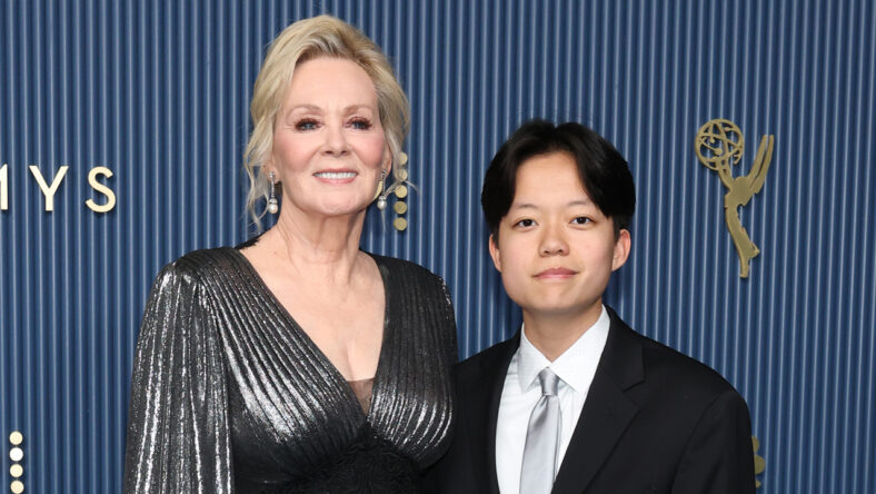 jean Smart and son Forrest Gilliland pose at the Emmy Awards 2026