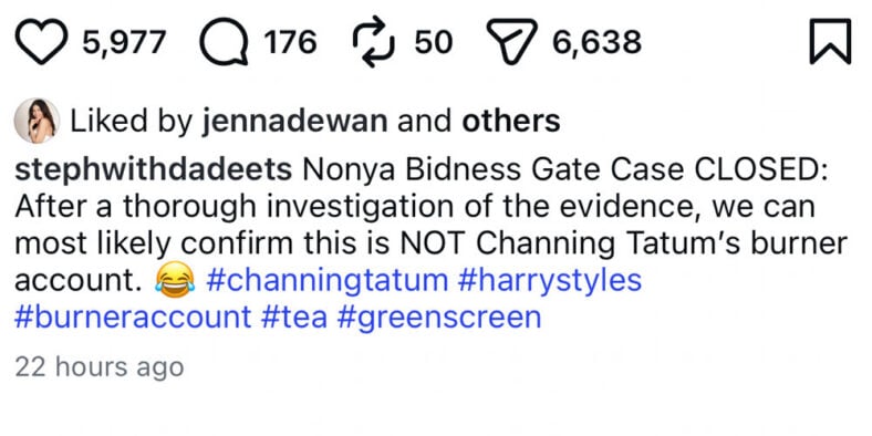 Jenna Dewan's "like" on the Instagram post