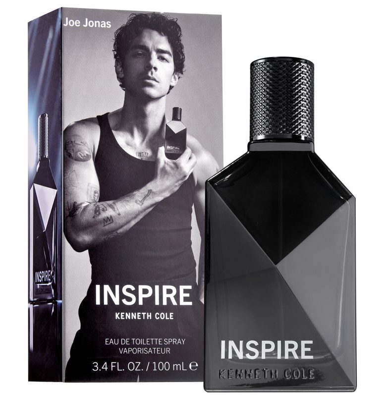 Kenneth Cole Inspire fragrance bottle and packaging featuring Joe Jonas