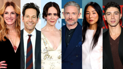 Stock photos of Julia Roberts, Paul Rudd, Sarah Paulson, Martin Freeman, Greta Lee, and Isaac Powell