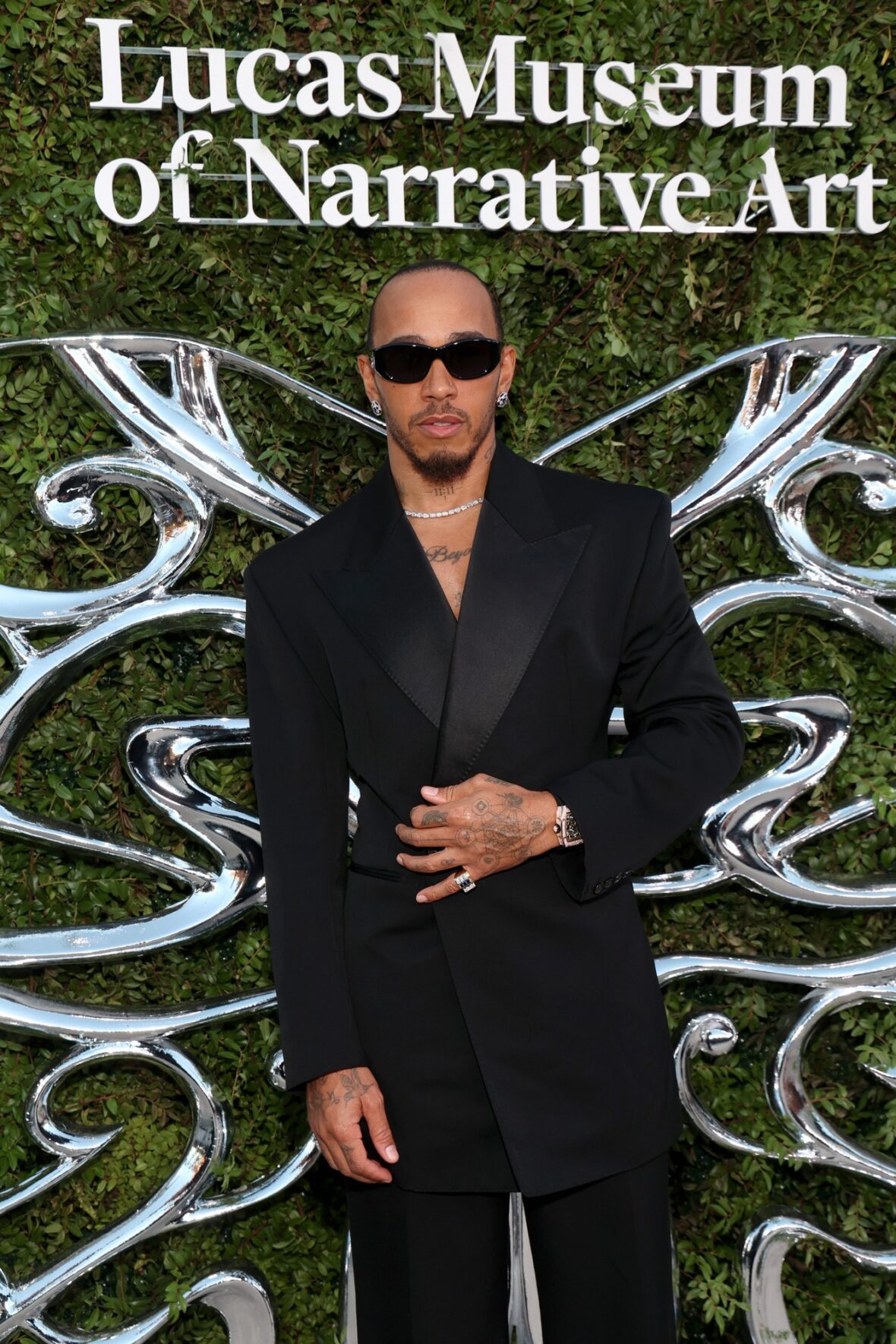 Lewis Hamilton attends the Lucas Museum Of Narrative Art Opening Night