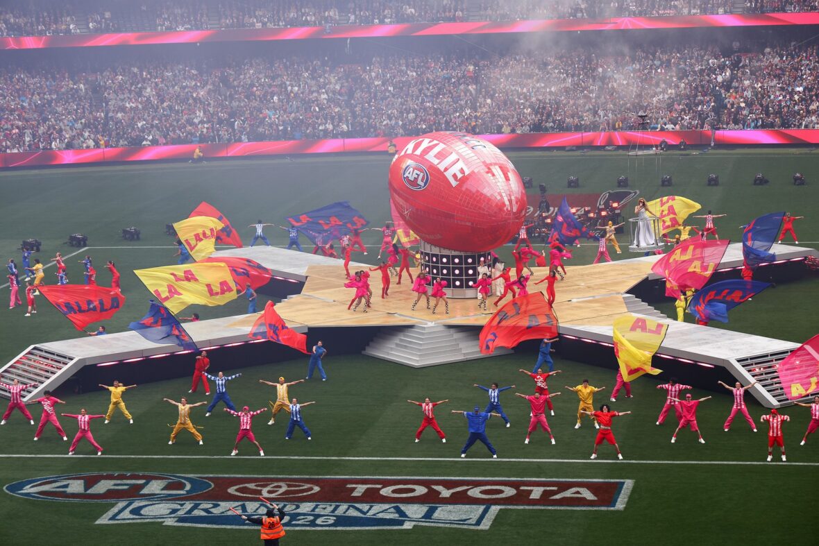 Kylie Minogue performs at the 2026 AFL Grand Final.