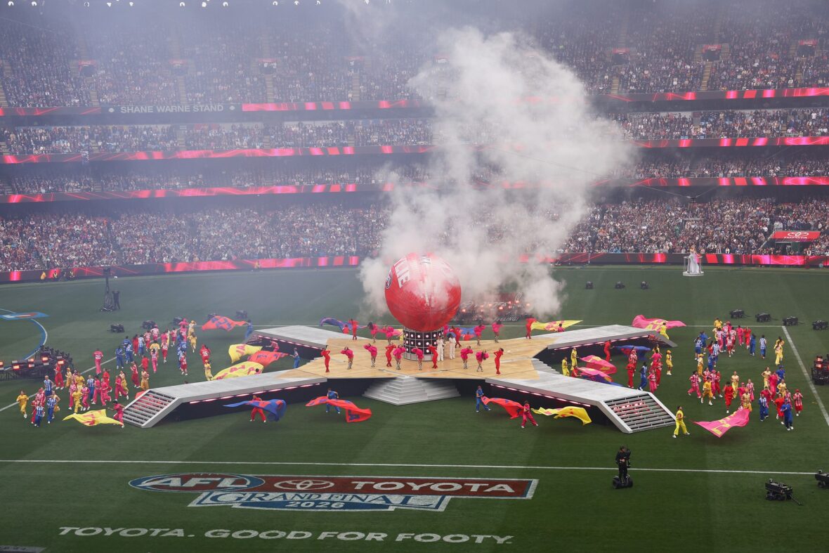 Kylie Minogue performs at the 2026 AFL Grand Final.