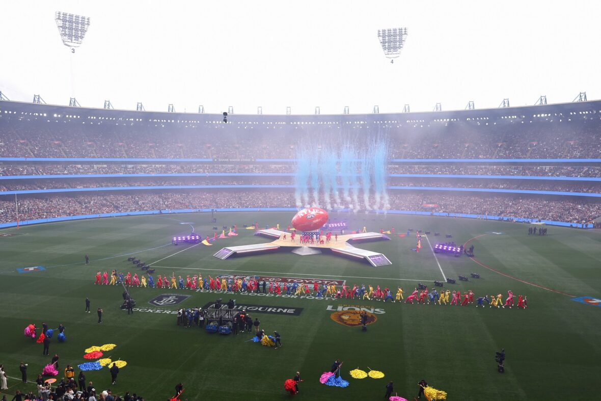 Kylie Minogue performs at the 2026 AFL Grand Final.
