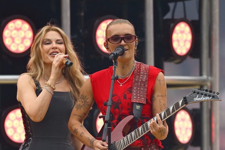 Kylie Minogue performs at the 2026 AFL Grand Final.