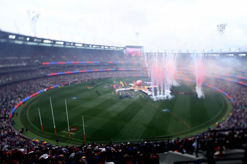Kylie Minogue performs at the 2026 AFL Grand Final.