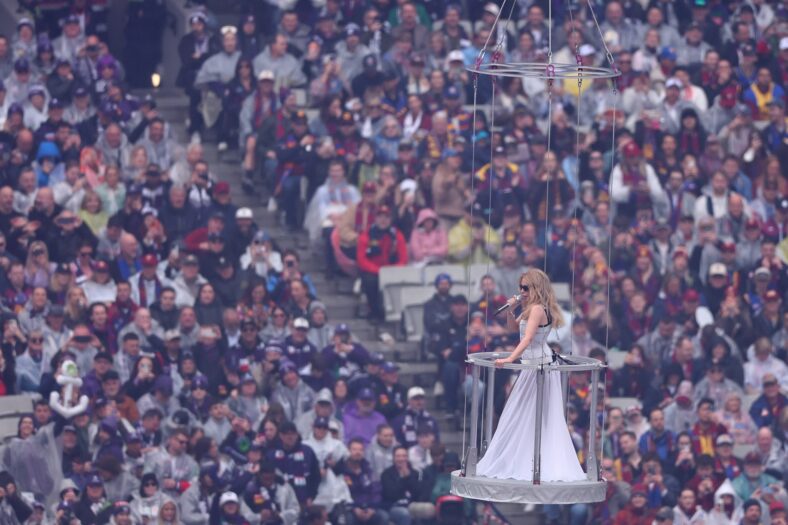 Kylie Minogue performs at the 2026 AFL Grand Final.