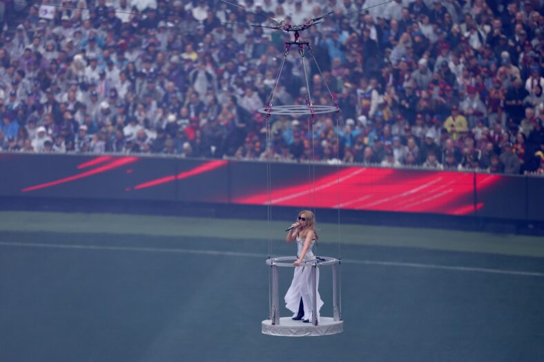 Kylie Minogue performs at the 2026 AFL Grand Final.