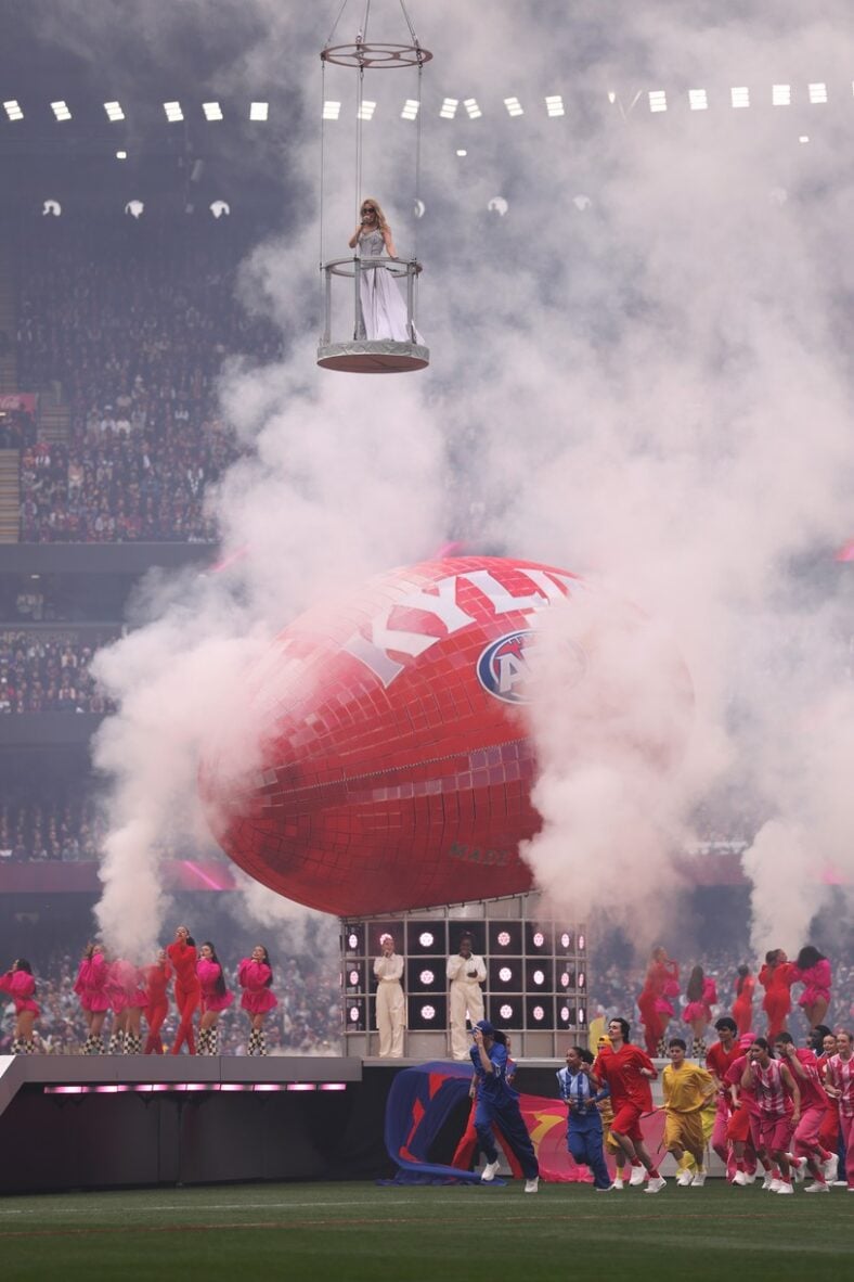 Kylie Minogue performs at the 2026 AFL Grand Final.