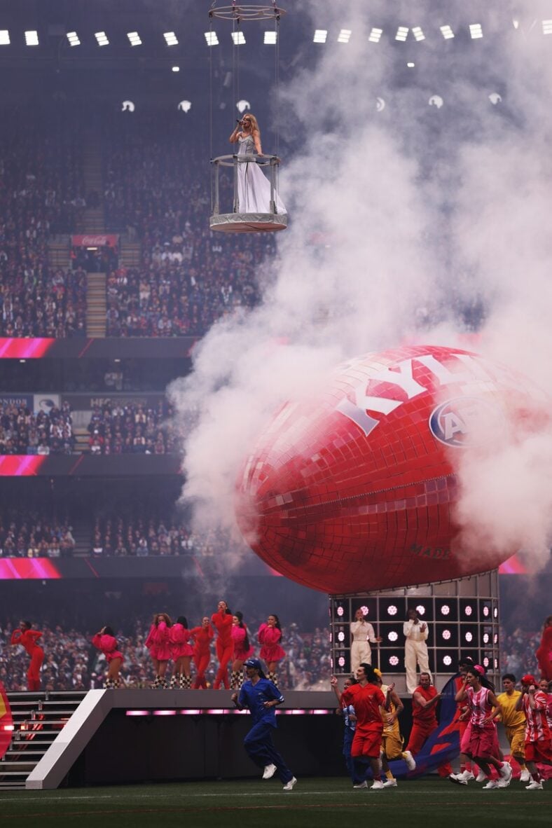 Kylie Minogue performs at the 2026 AFL Grand Final.