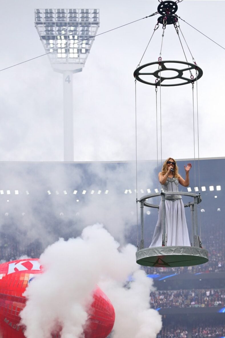 Kylie Minogue performs at the 2026 AFL Grand Final.