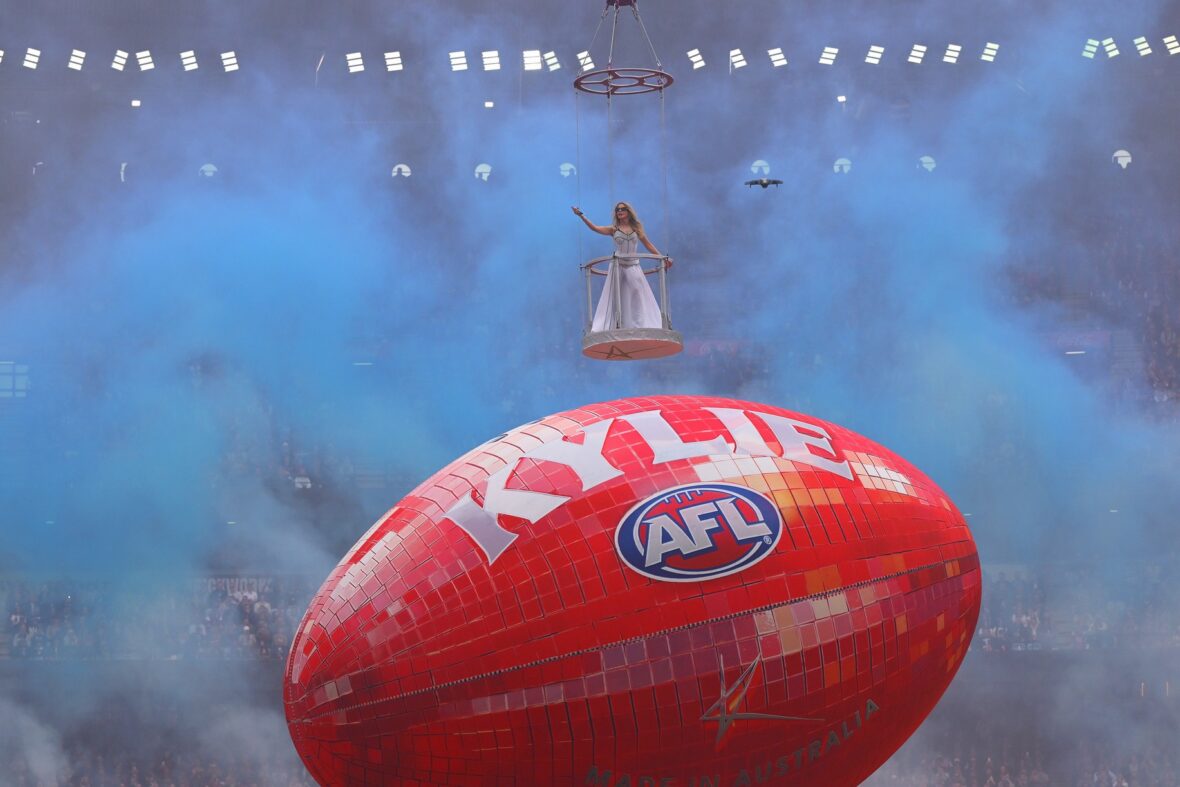 Kylie Minogue performs at the 2026 AFL Grand Final.